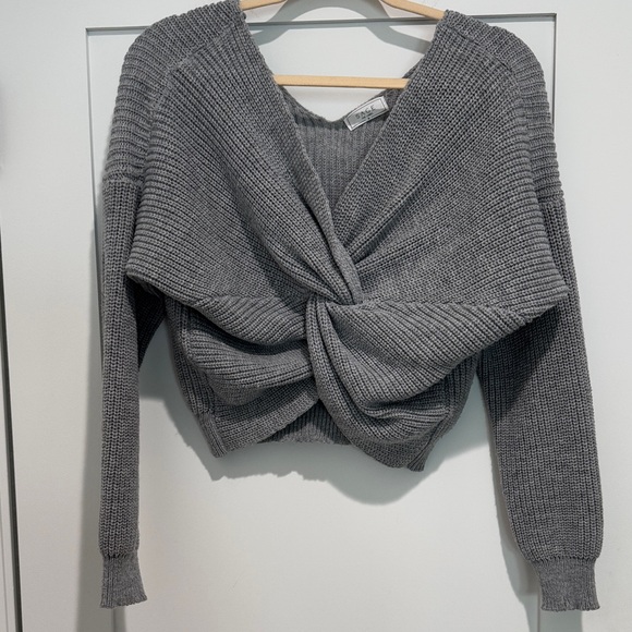 Sage the Label Gray Knitted Twist Front Sweater - Picture 1 of 6